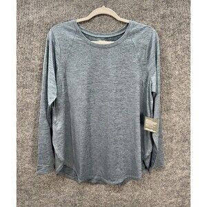 Eddie Bauer Resolution Tunic Tee Top Womens Large Blue Long Sleeve Wicking NEW